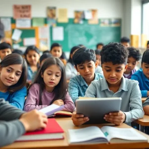 Diverse students actively participating in classroom learning