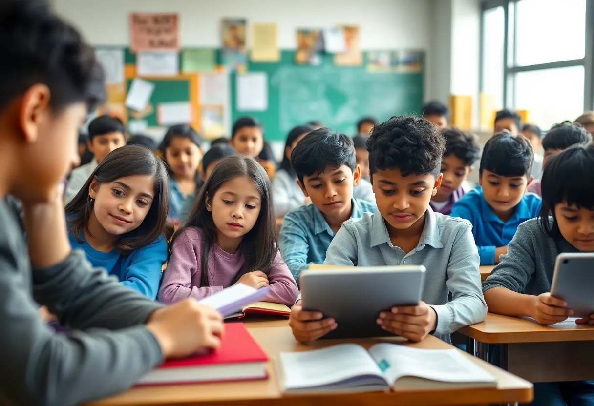 Diverse students actively participating in classroom learning