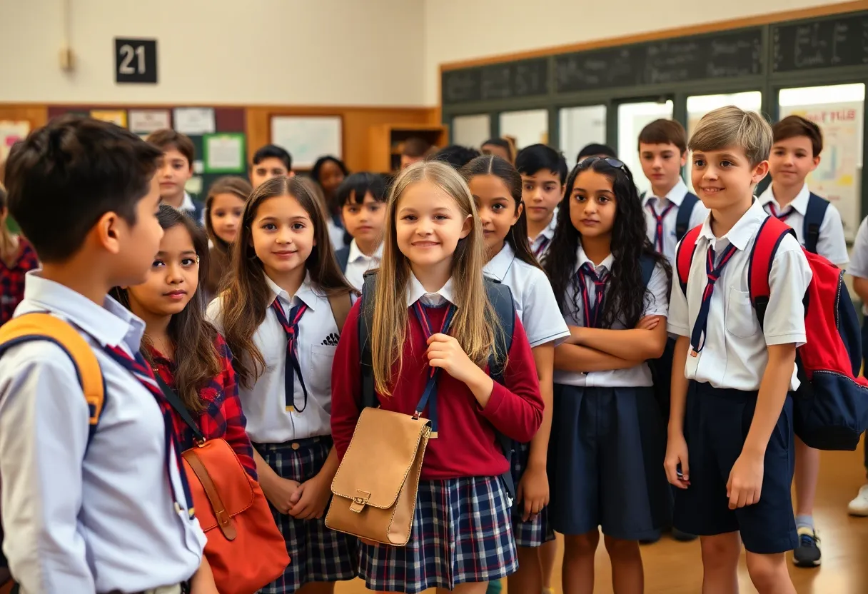 A group of students debating about school uniform policies