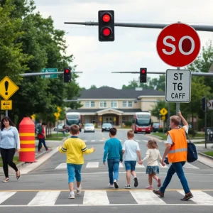 Intersection near Somerset Academy promoting traffic safety