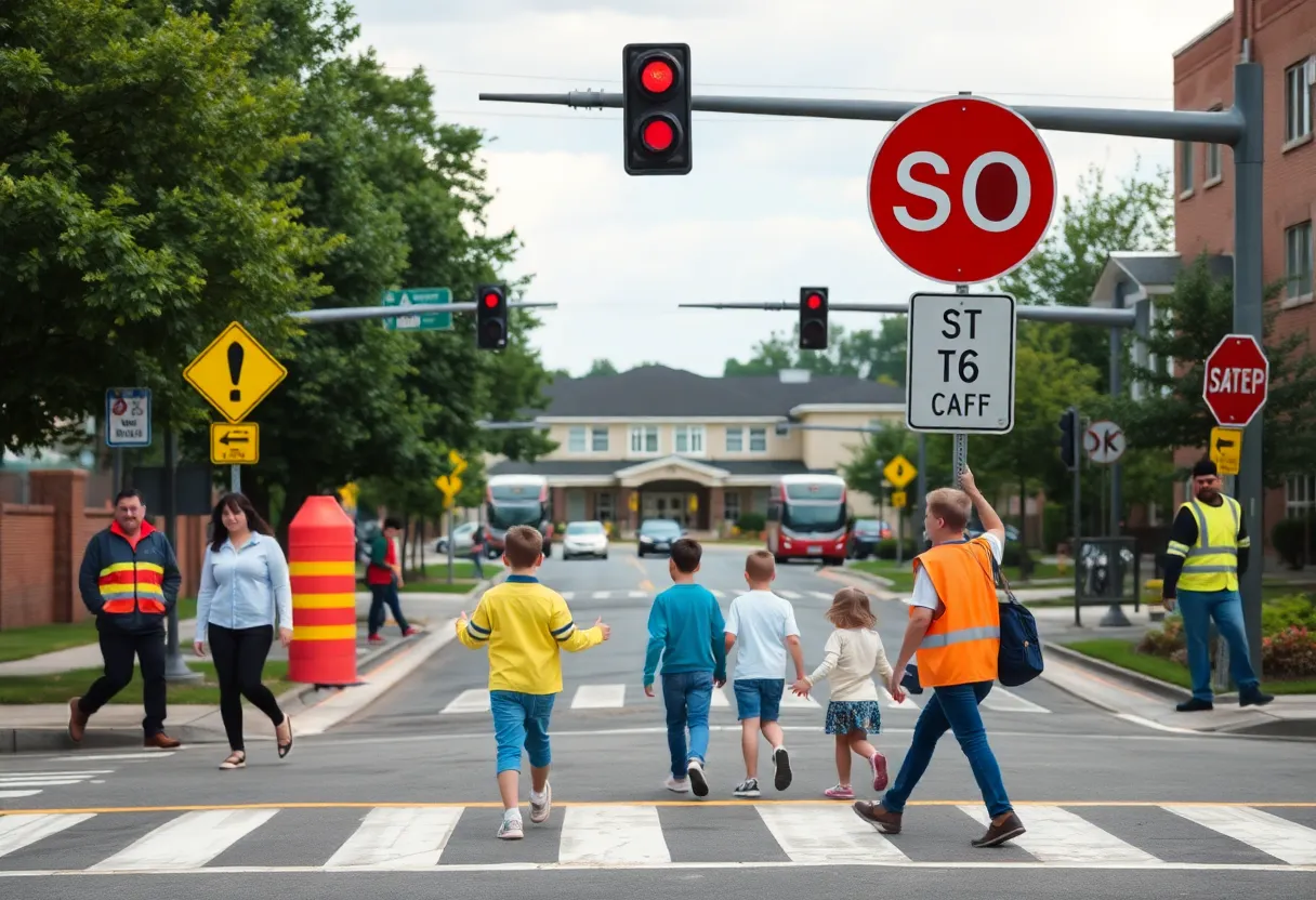 Intersection near Somerset Academy promoting traffic safety