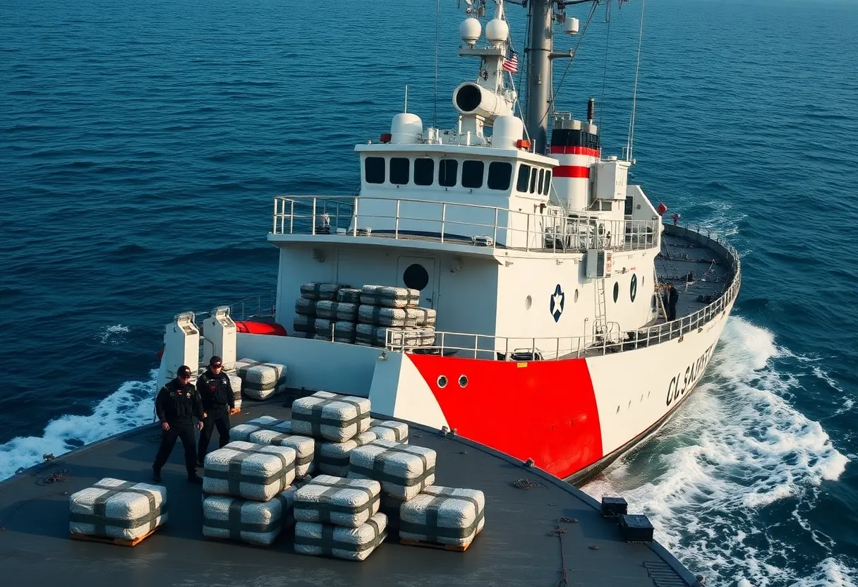 U.S. Coast Guard Cutter involved in a drug seizure