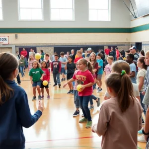 Students engaging in a safe school pep rally event