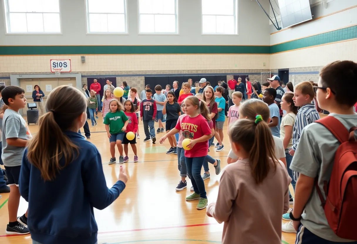 Students engaging in a safe school pep rally event