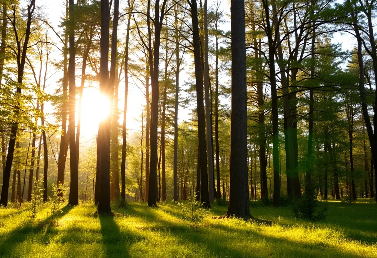 A peaceful wooded area representing hope and recovery.