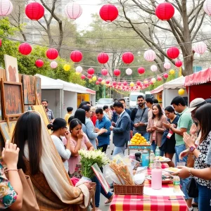 Community members celebrating 904 Day in Jacksonville with art and food