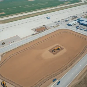 Aerial depiction of the Airport Commerce Center development site in Jacksonville