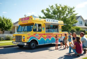 Families enjoying ice cream from Alsies mobile truck in Jacksonville