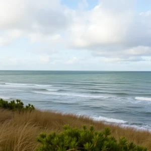 Jacksonville beach on a breezy day with clouds