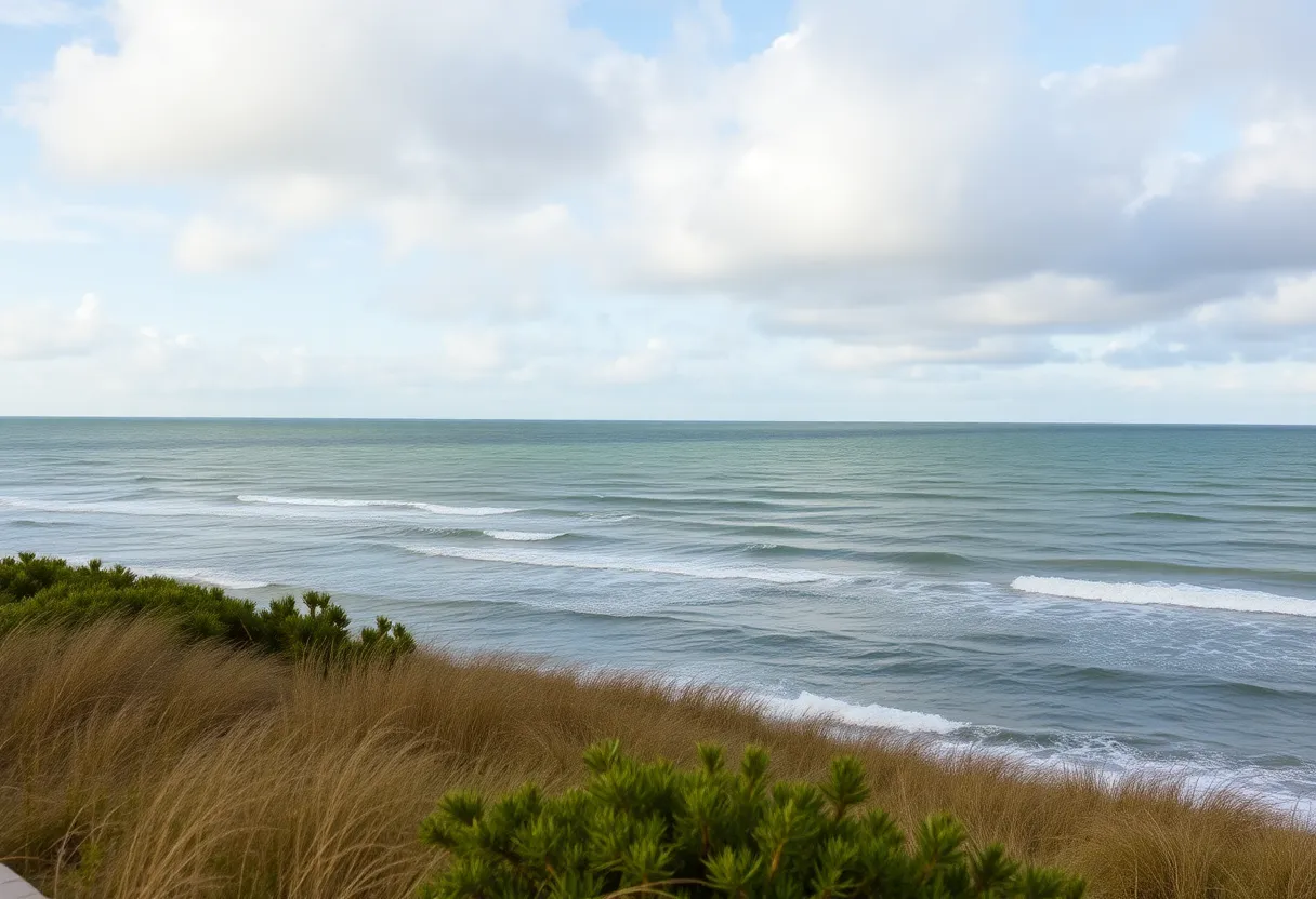 Jacksonville beach on a breezy day with clouds