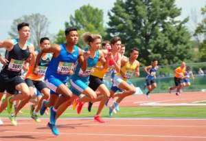 Athletes racing on a track during the Katie Caples Invitational