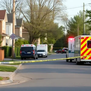 Police response at a shooting scene in a residential area.