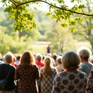 Community members gathering in remembrance of Allan Decker.