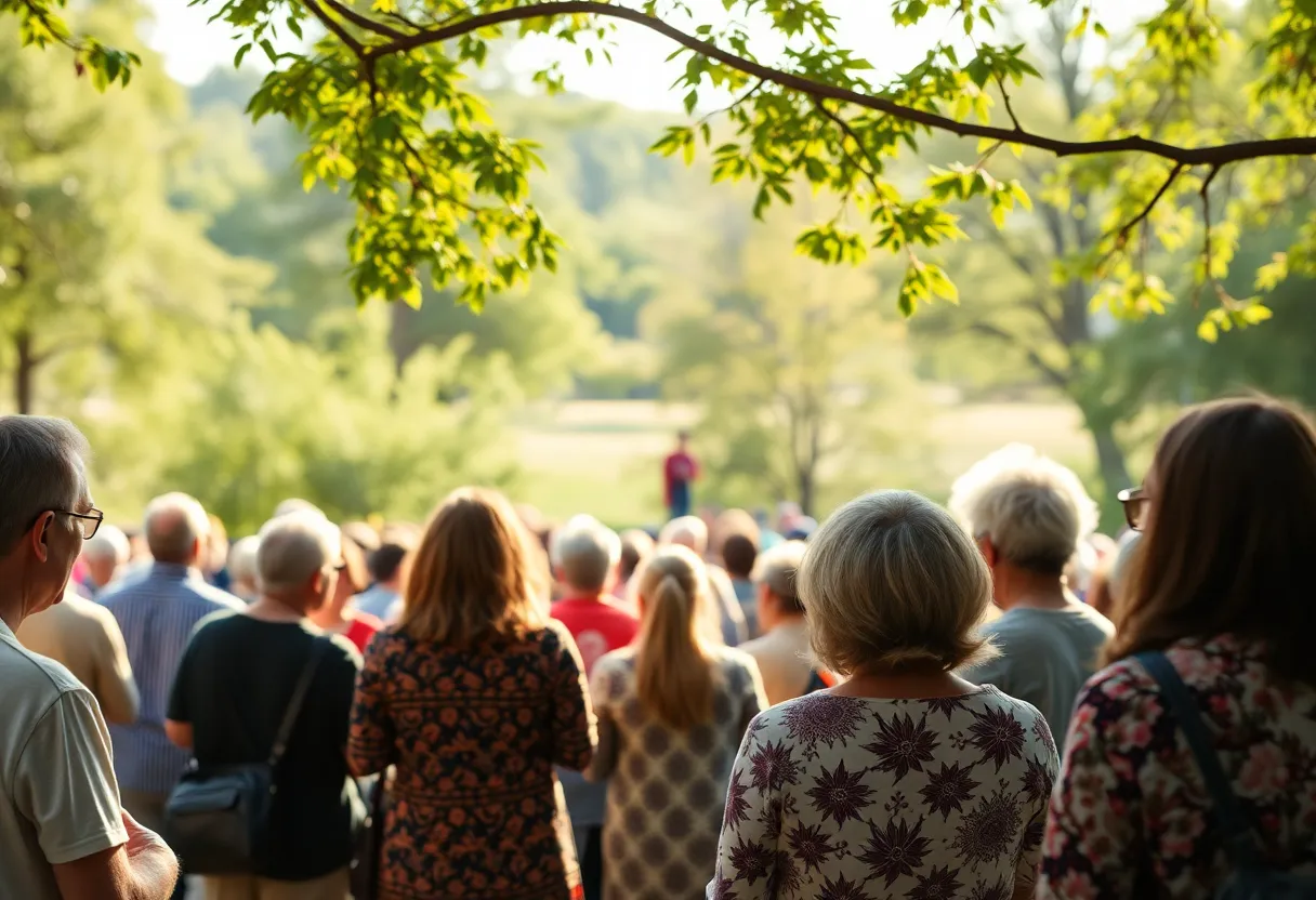 Community members gathering in remembrance of Allan Decker.