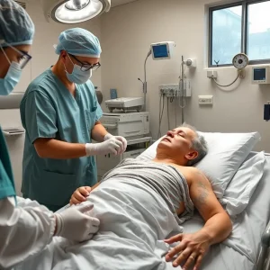 Patient recovering from skin infection in hospital