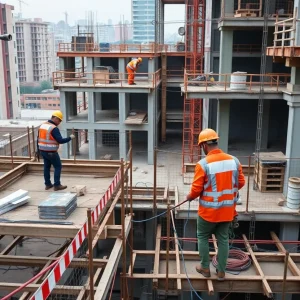 Construction site with safety violations