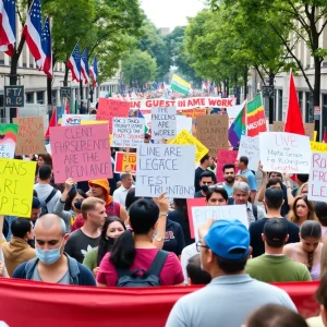 Protesters demonstrating in Florida against Trump's policies
