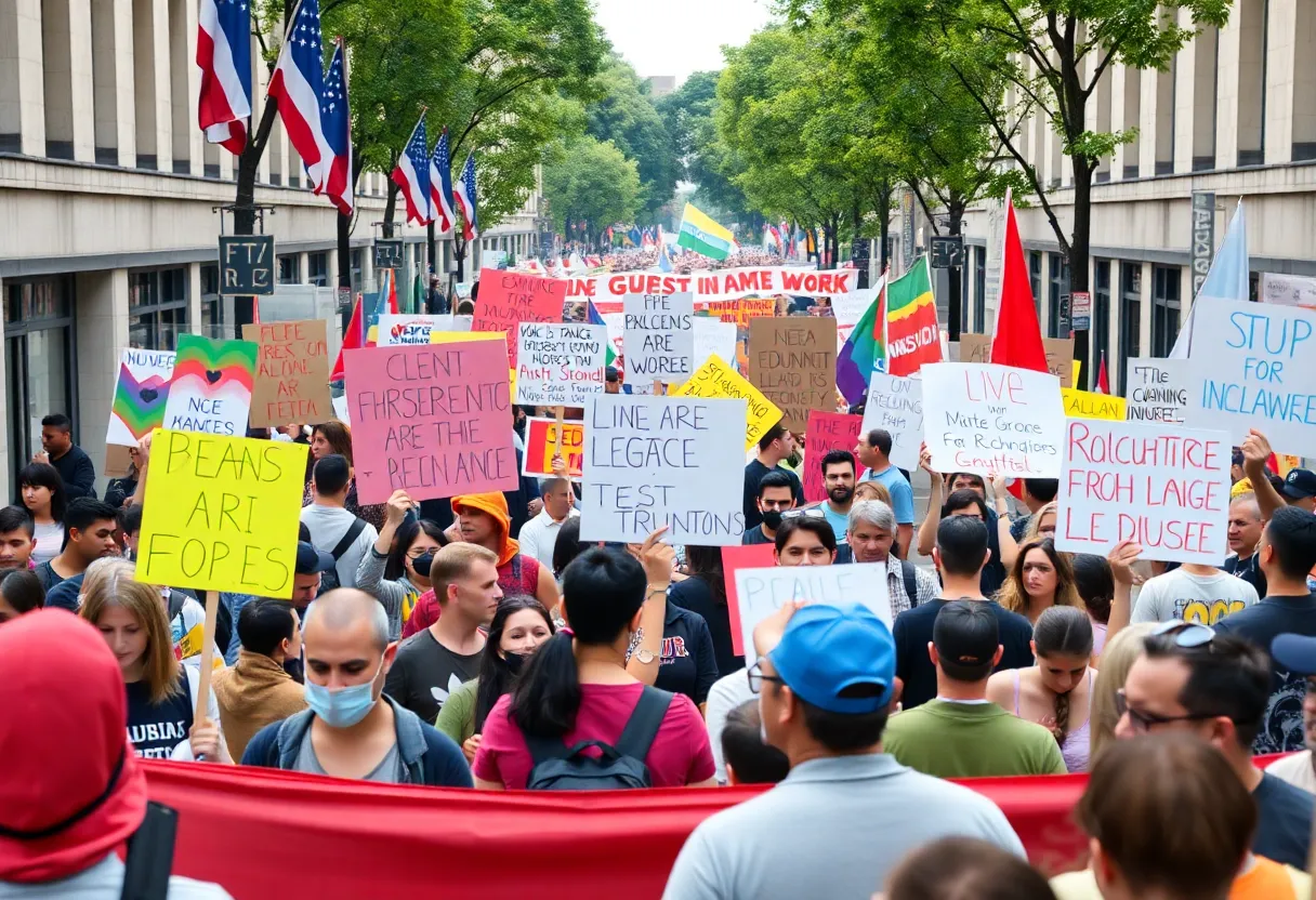 Protesters demonstrating in Florida against Trump's policies