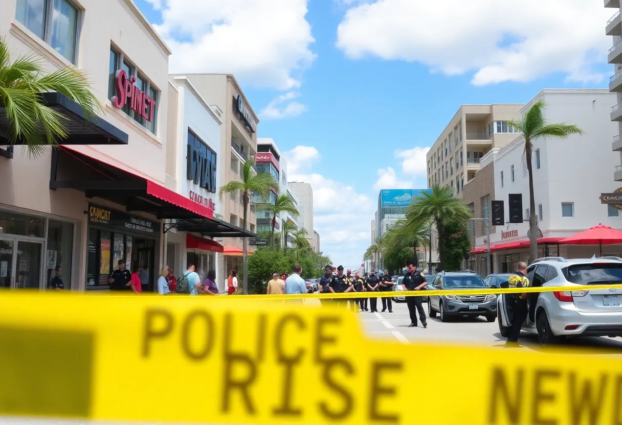Police presence on a Fort Lauderdale street after a shooting incident