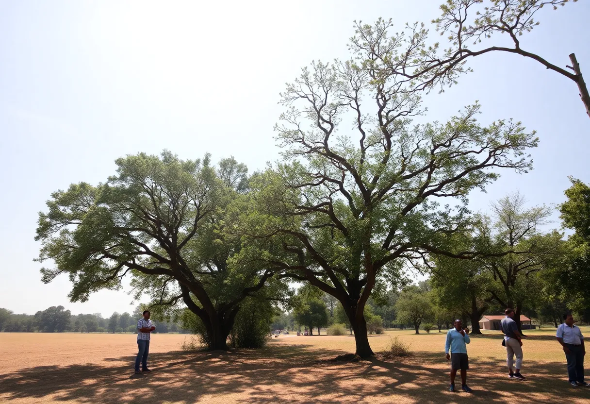 Landscape of Georgia experiencing extreme heat with people in the shade