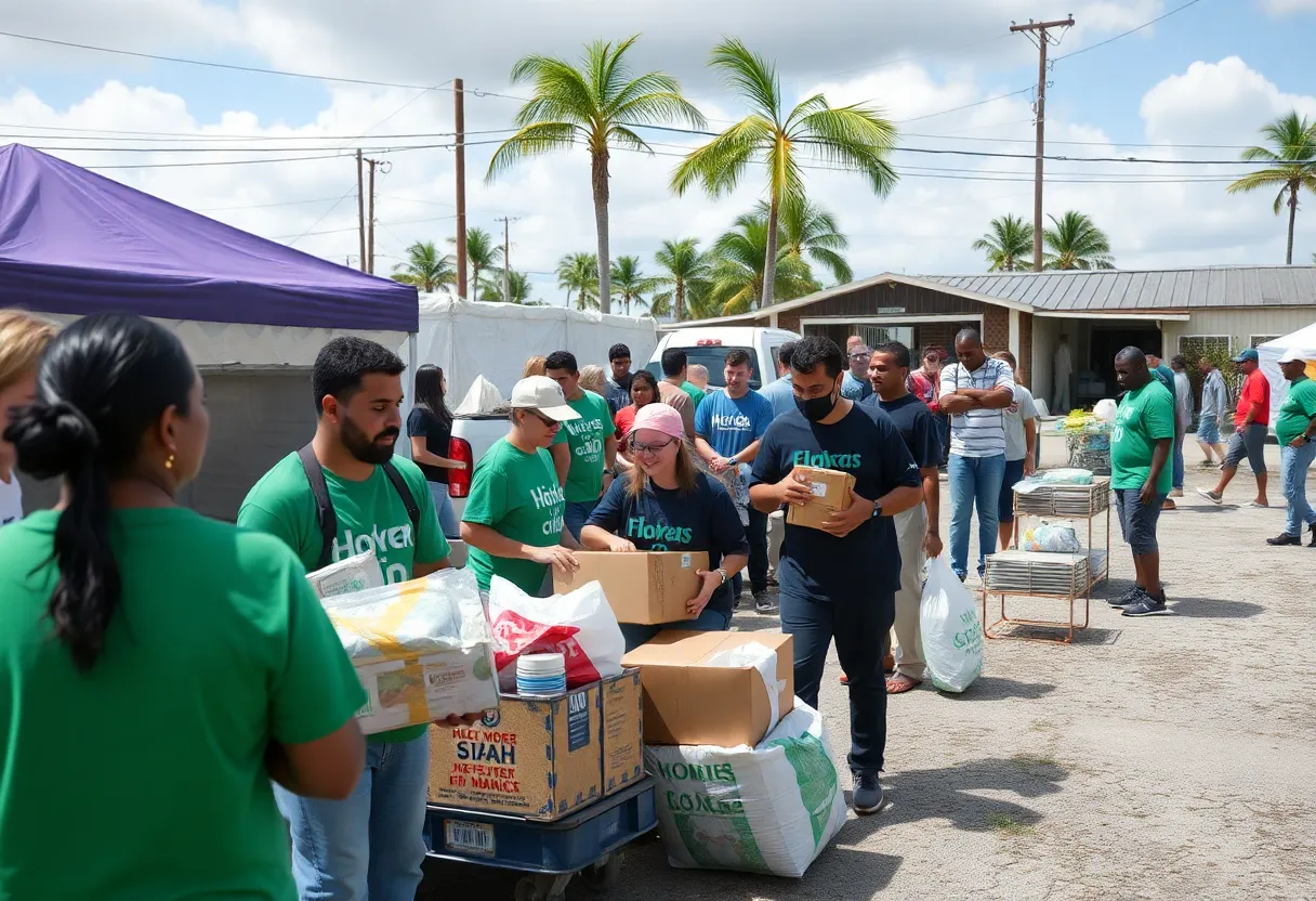 Volunteers distributing supplies in South Florida after Hurricane Ian