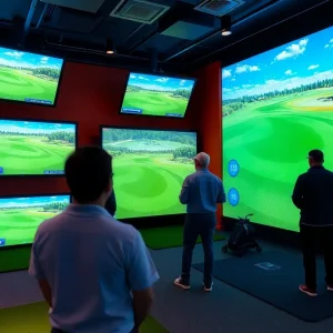 Players enjoying a round of indoor golf at The Back Nine Golf
