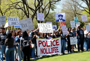 A group of activists rallying in Jacksonville for police accountability