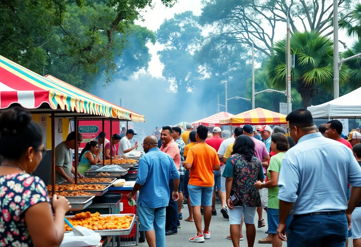 People enjoying BBQ at a contest in Jacksonville