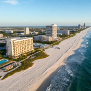 A panoramic view of Jacksonville's Beaches showcasing redevelopment projects and coastal scenery.
