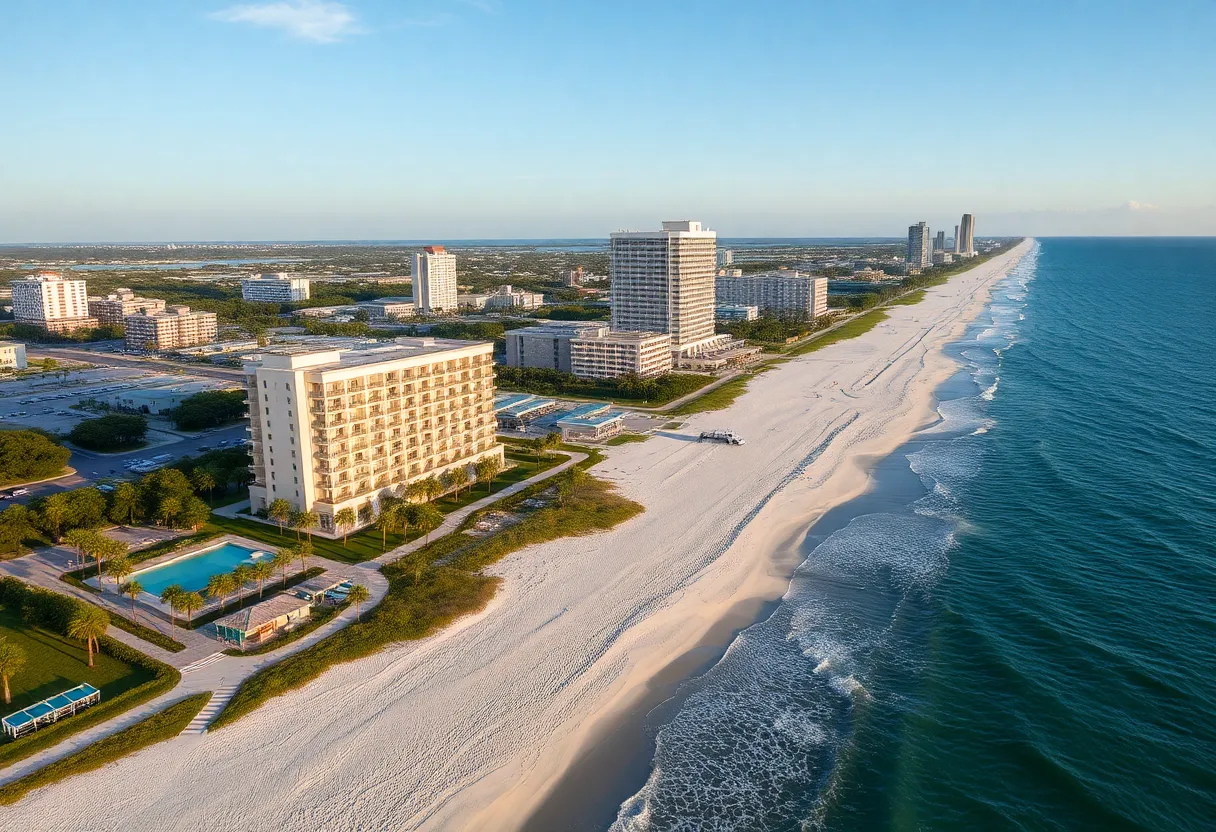 A panoramic view of Jacksonville's Beaches showcasing redevelopment projects and coastal scenery.