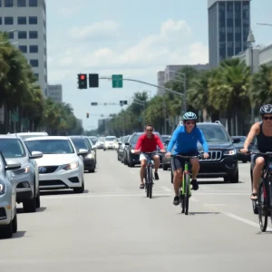 E-bike riders navigating through traffic in Jacksonville