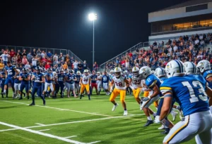 Players in action during a Jacksonville high school football game