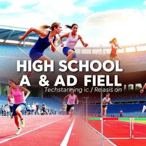 High school athletes competing in track and field events