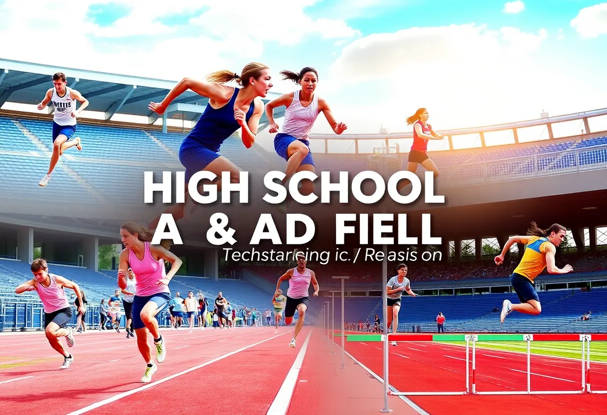 High school athletes competing in track and field events