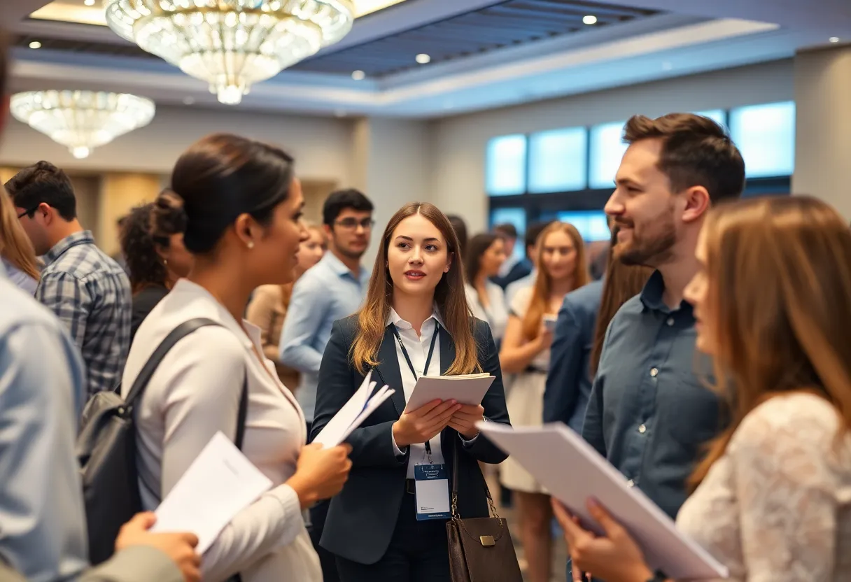 Job seekers interacting with employers at a hiring event in Jacksonville