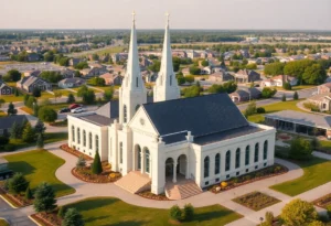 Architectural rendering of the new Jacksonville Mormon Temple