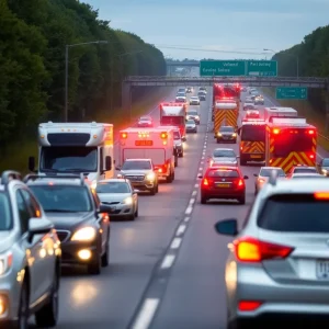 Emergency response at a multi-vehicle crash scene in Jacksonville.