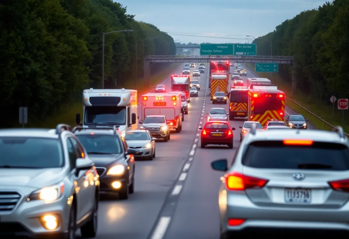 Emergency response at a multi-vehicle crash scene in Jacksonville.