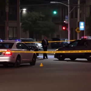 Police officers investigating a shooting scene in Jacksonville, Florida