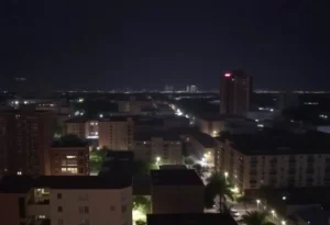 Jacksonville cityscape during a power outage