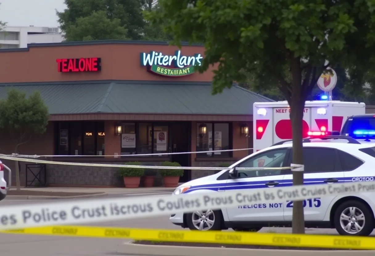 Police activity outside Que Padre Mexican Restaurant after a shooting incident.