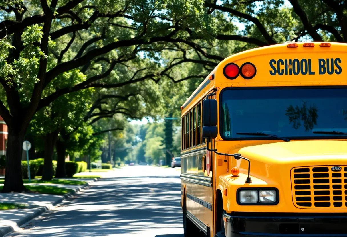 A parked school bus in Jacksonville neighborhood