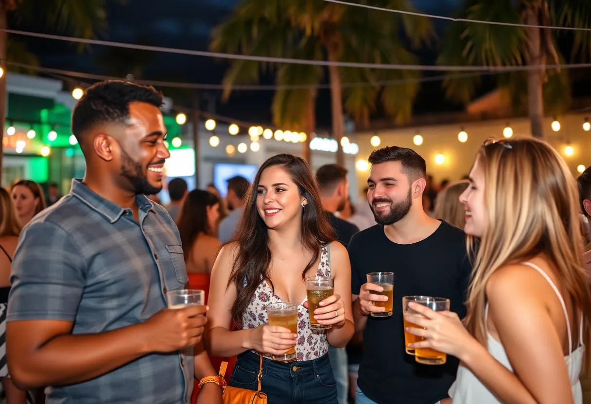 A lively singles mixer event in Jacksonville with young adults socializing.