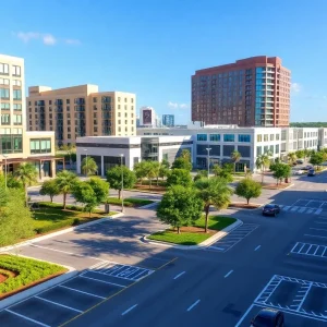 Modern commercial properties in Jacksonville with landscaping