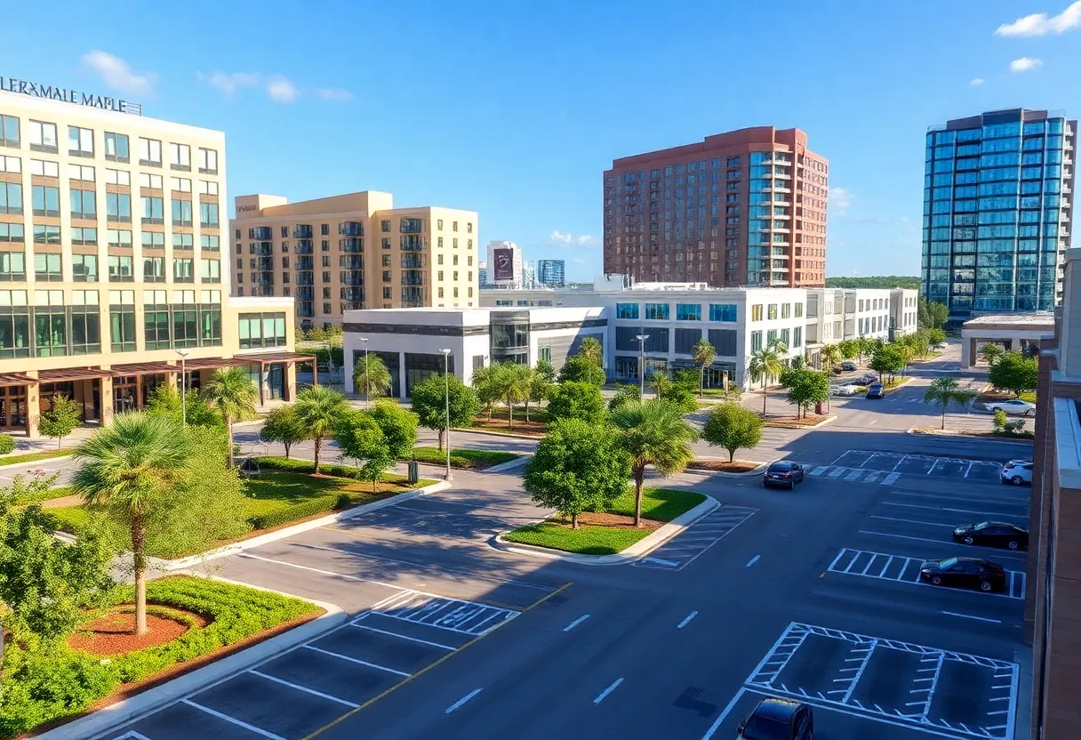 Modern commercial properties in Jacksonville with landscaping
