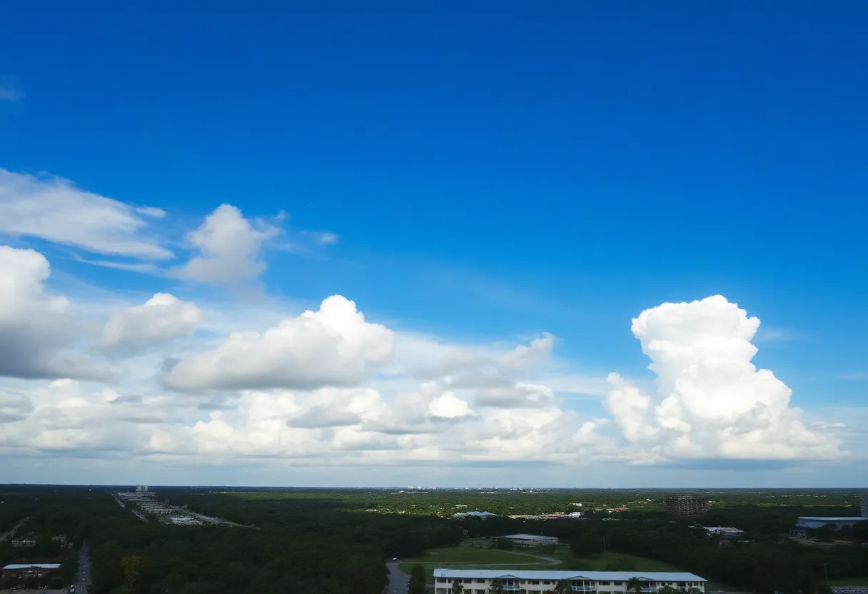 Sunny weather in Jacksonville with scattered clouds