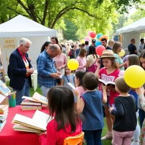 Families and children enjoying activities at Jax Book Fest