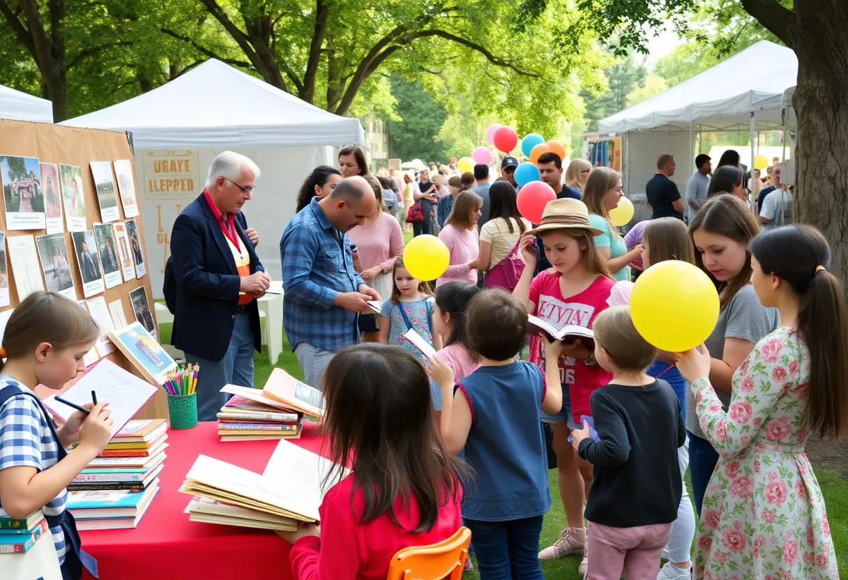 Families and children enjoying activities at Jax Book Fest