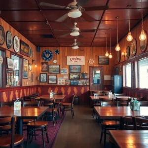 Interior view of Jenkins Quality Barbecue restaurant showcasing its warm decor and dining atmosphere.