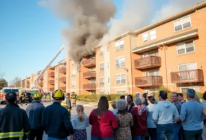Firefighters responding to a fire at Laurel Pointe Apartments in Jacksonville